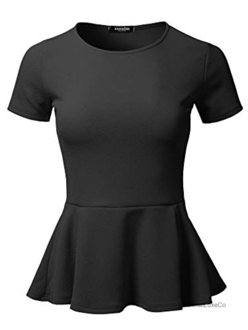 Women's Flare Peplum Blouse Short Sleeve Stretchy Fit and Flare Top